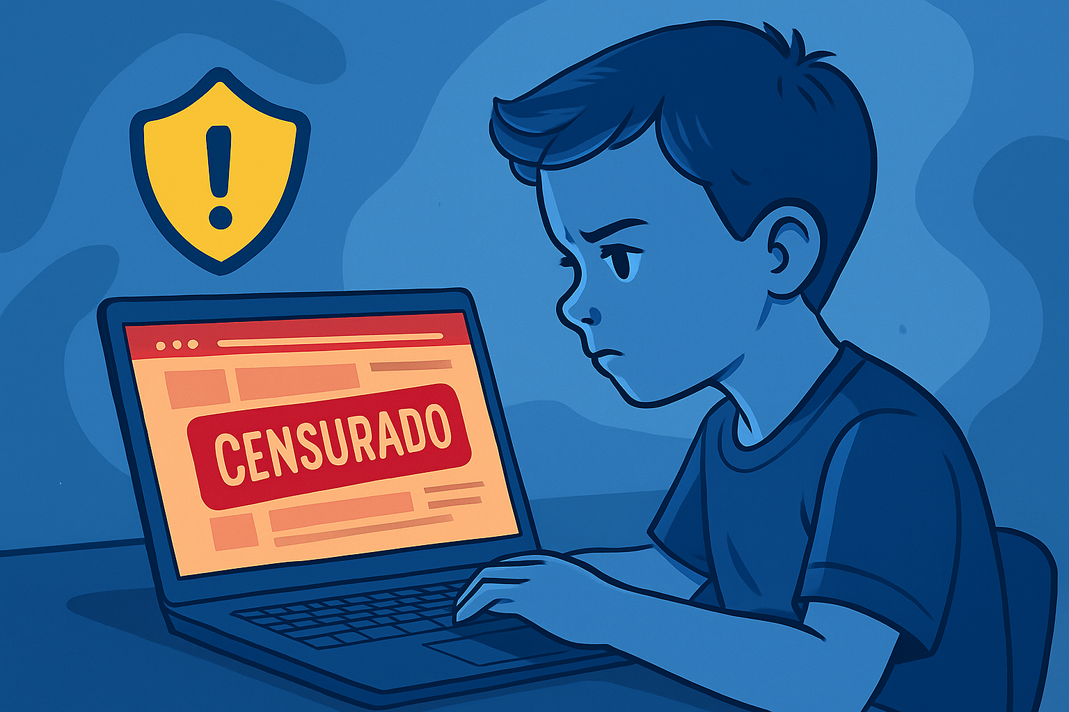 Ilustração dos riscos online para crianças